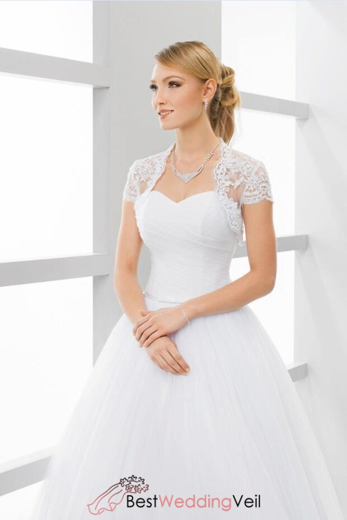 Classic Short Sleeves Lace Bridal ...